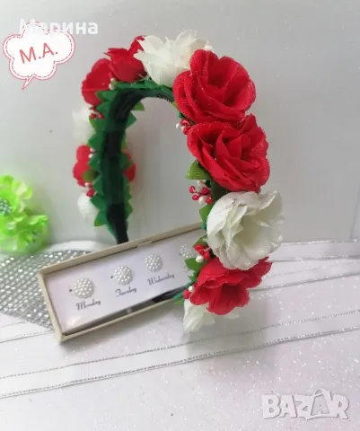 Красива диадема в червено и бяло, снимка 2 - Аксесоари за коса - 49975984