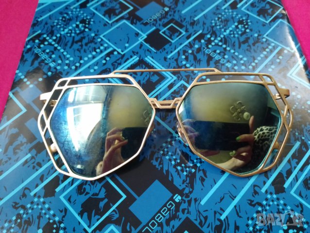 Дамски Златисти очила с зелено-сини стъкла, снимка 1