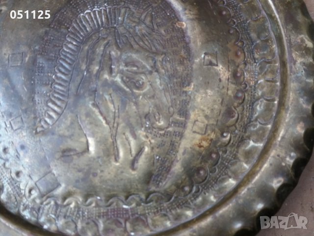 бронзова ръчно гравирана чиния за стена - отлична, снимка 5 - Антикварни и старинни предмети - 35544038