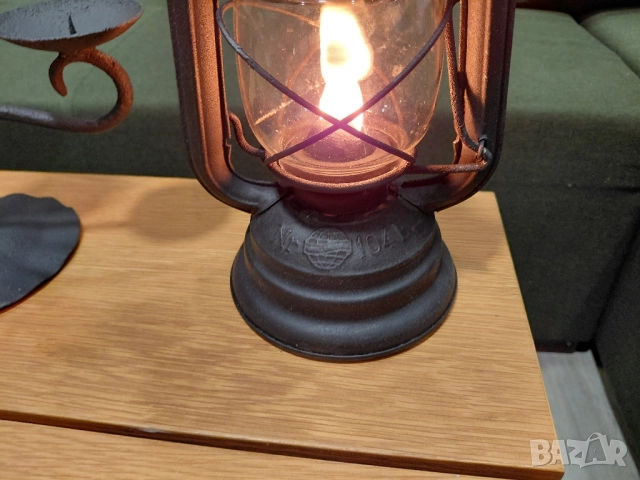 Стар винтидж газов фенер+свещник., снимка 6 - Антикварни и старинни предмети - 52308440