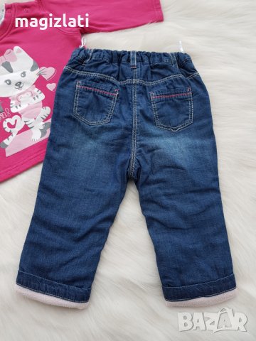 Ватирани дънки и блуза 68-74см., снимка 7 - Панталони и долнища за бебе - 31220926