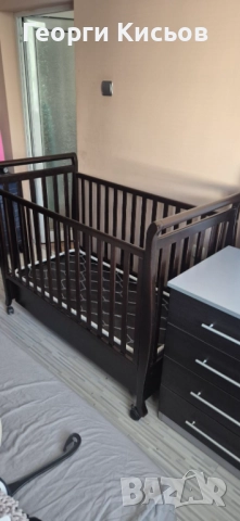 Кошара - дървена, масив, венге, 120/60 много запазена, снимка 7 - Бебешки легла и матраци - 52311424
