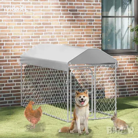 vidaXL Външна клетка за кучета с покрив, 200x100x125 см, снимка 2 - За кучета - 56146094