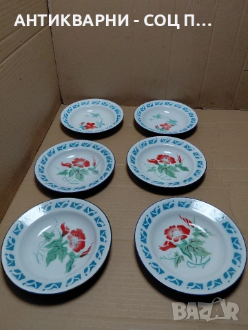 Комплект Стари Емайлирани Колекционерски Виетнамски Чинии 1982г. НОМЕР 382., снимка 2 - Антикварни и старинни предмети - 54084185