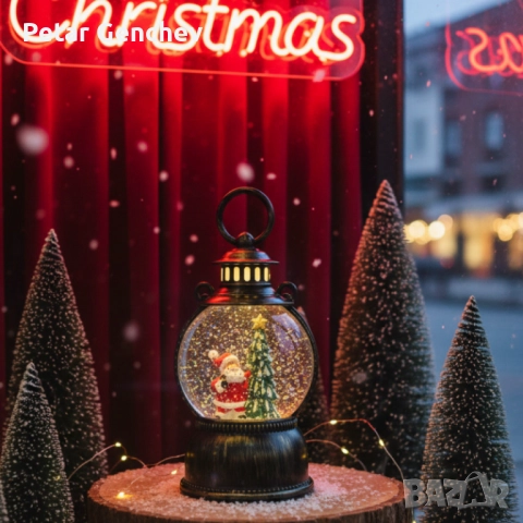 Голям LED коледен фенер с ефект на падащ сняг – приказна светлина и празнична магия, снимка 3 - Декорация за дома - 52392297