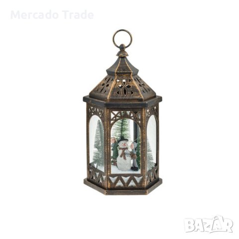 Декоративен фенер Mercado Trade, Снежен човек и деца, Бронз