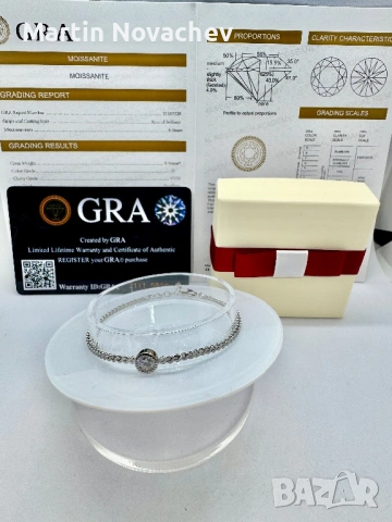 Сребърна гривна с мойсанит (Диамант) 0.5 карата, снимка 8 - Гривни - 53039715