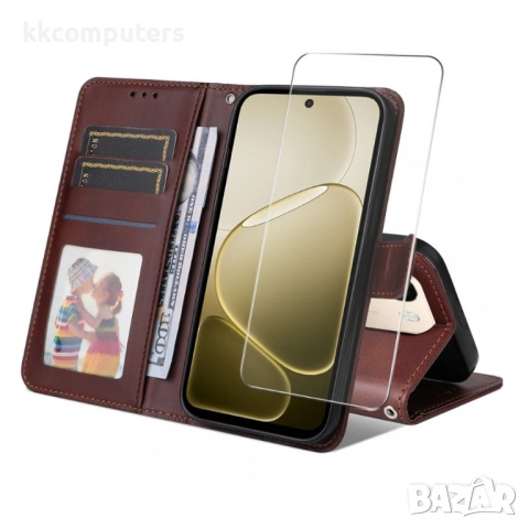 ENKAY HAT PRINCE Кожен Калъф за Oppo A6 Pro 4G / 5G / A6 5G - Портфейл, Стойка, 9H стъкло, 5 цвята, снимка 5 - Калъфи, кейсове - 54292750