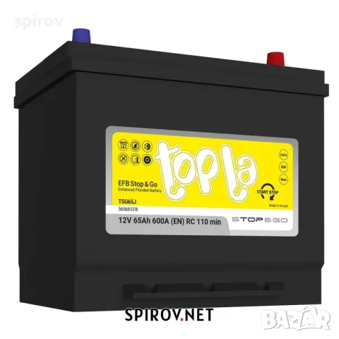 Акумулатор Topla EFB Stop&Go JIS 12V 65Ah 600A (R+), снимка 1 - Части - 55701570