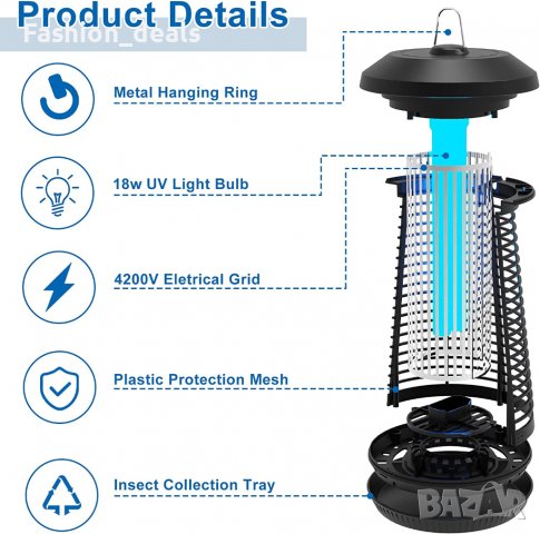 Нова Лампа за убиване на комари електрически убиец срещу насекоми, снимка 2 - Други стоки за дома - 39869615