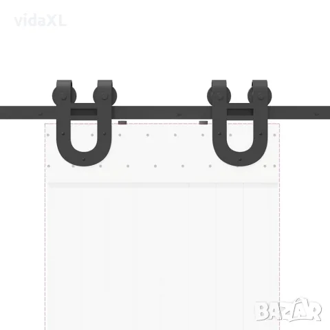 vidaXL Комплект механизъм за плъзгаща врата, 183 см, стомана, черен, снимка 8 - Железария - 56147423