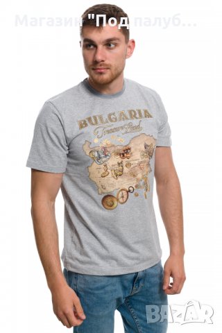 Нова мъжка сива тениска с трансферен печат България - Treasure Land (Земя на съкровищата), снимка 9 - Тениски - 29889677