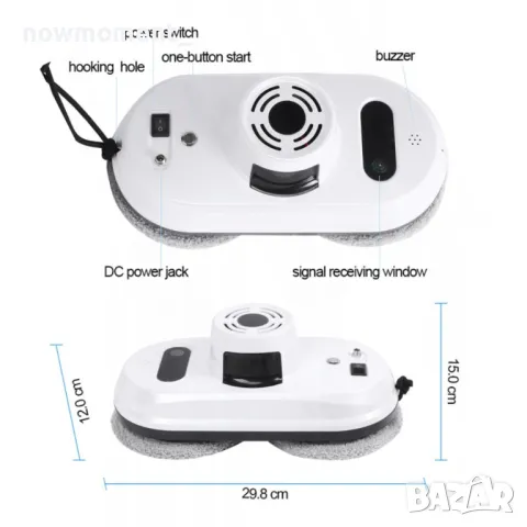 Робот за почистване на прозорци с дистанционно управление/ Материал: ABS пластмаса; Обхват на мощнос, снимка 6 - Други - 49255583