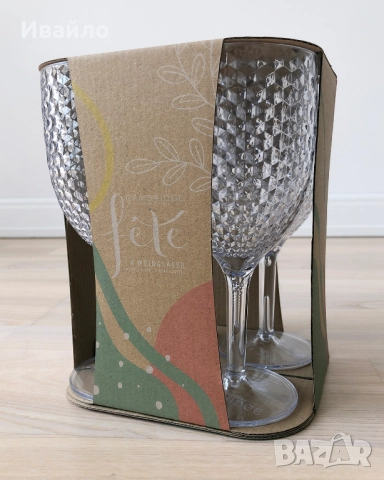 Елегантни универсални пластмасови чаши, имитация на стъкло - 4 бр.