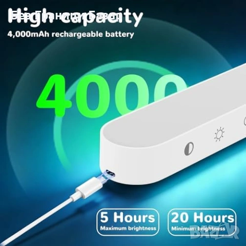 Нова Акумулаторна LED лампа за грим огледало с регулируема яркост Магнитна за баня тоалетка 3 режима, снимка 3 - Лед осветление - 54076978