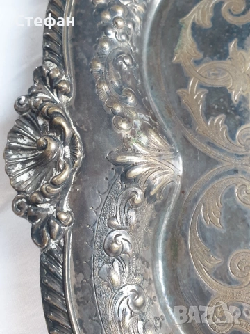 Масивен посребрен поднос, снимка 2 - Антикварни и старинни предмети - 53077528