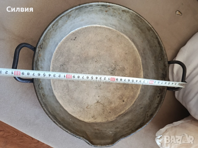 Стара кована медна тава , снимка 1