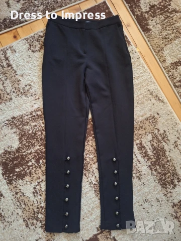 Черен еластичен панталон М, снимка 2 - Панталони - 50745836