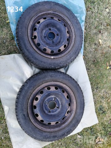 2 бр. Железни джанти със зимни гуми 14" за Пежо /ситроен, снимка 1 - Гуми и джанти - 42596885