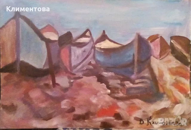 Картина "Пейзаж - лодки"