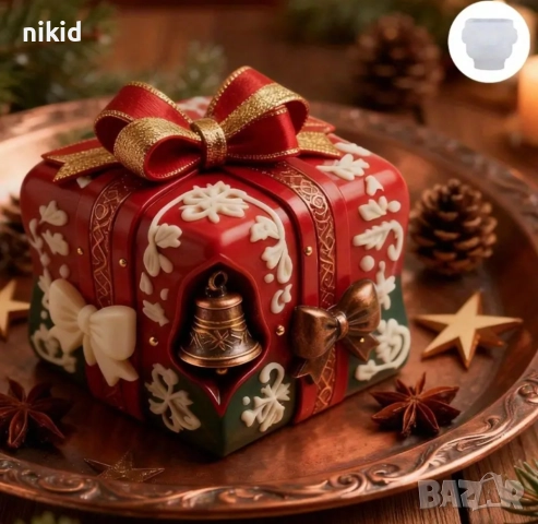 3d Коледна подаръчна кутия Подарък силиконов молд форма фондан шоколад гипс смола свещ декор украса , снимка 2 - Форми - 52620434