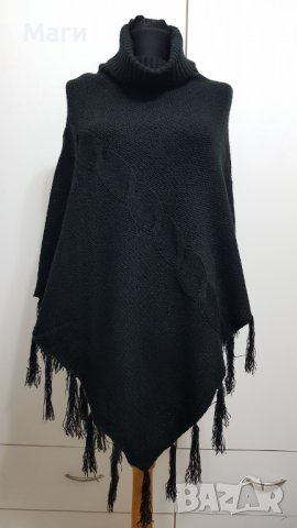 Дамско плетено пончо размер Л-ХЛ, снимка 1 - Палта, манта - 38873935