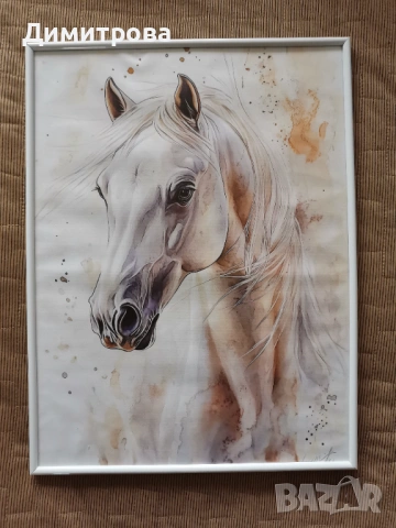Художествен принт "Бяло конче", арт платно с рамка