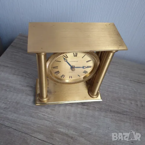Бронзов настолен кварцов часовник DUGENA, снимка 3 - Антикварни и старинни предмети - 48349799