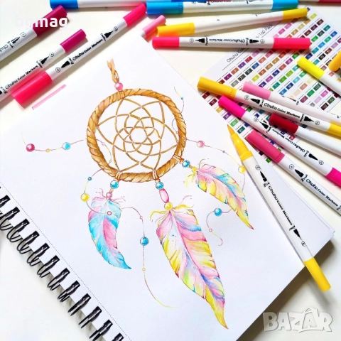 Ohuhu Maui Series маркери с два писеца тип четка и тънък писец,60 цвята, снимка 9 - Ученически пособия, канцеларски материали - 52146371