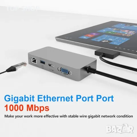 Surface Pro Dock само за Surface Pro 4/Pro 5/Pro 6 USB хъб с Gigabit Ethernet порт, HDMI VGA 4K, снимка 5 - Друга електроника - 48737123