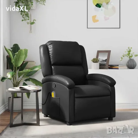 vidaXL Масажен наклоняем стол, черен, изкуствена кожа, снимка 2 - Дивани и мека мебел - 56147458