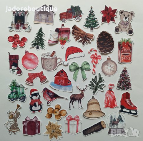 Дизайнерски скрапбук стикери Christmas vibes 37 бр - V076, снимка 1 - Други - 42418517