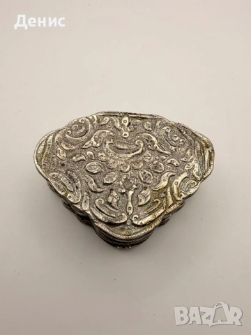 Стара сребърна балканска кутийка / табакера – ръчна изработка, снимка 4 - Антикварни и старинни предмети - 53214762