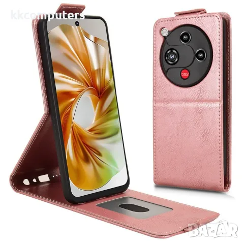 За ZTE nubia Focus 2 5G / Vivacom 5G Pro 2 Вертикален Кожен Калъф със Стойка, Магнитно Закопчаване, , снимка 3 - Калъфи, кейсове - 55959121