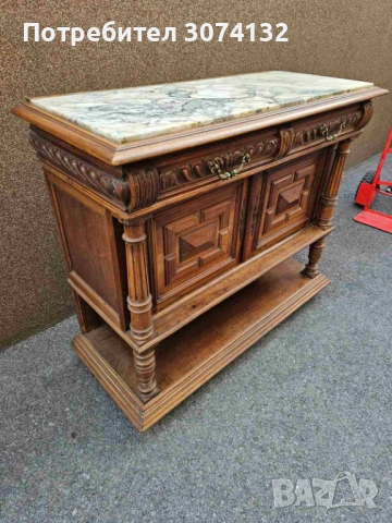 Шкаф с дърворезба и плот от мрамор, снимка 2 - Шкафове - 52807165