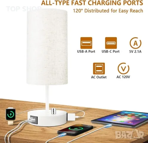 17,75-инчова висока, напълно димируема нощна настолна лампа, снимка 6 - Настолни лампи - 48792570