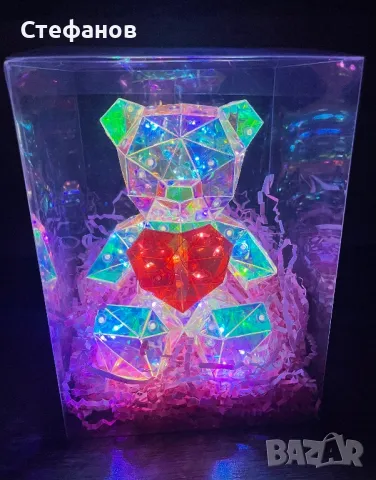 Светещо мече в дизайнерска опаковка, 3D LED, годишнина, рожден ден, подарък, снимка 2 - Декорация за дома - 48900807