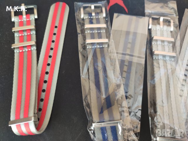 Луксозни каишки NATO 22mm   Каишката  с   червеното  райе е продадена , снимка 2 - Каишки за часовници - 40128977