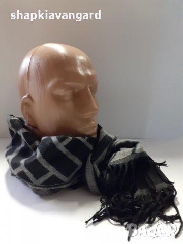 Мъжки шал кашмир в черно сив цвят - 111, снимка 4 - Шалове - 31051413