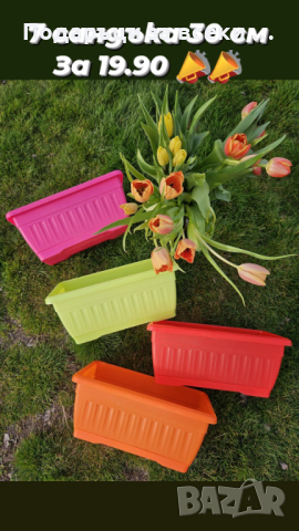 Цветни сандъци за цветя 30см! Промоция 7бр цветни сандъци за 19.90лв, снимка 4 - Саксии и кашпи - 44707404