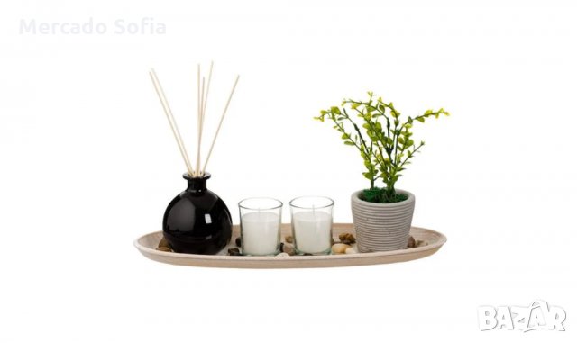 Дървена поставка за чаени свещи и саксия с растение, снимка 3 - Декорация за дома - 31565488