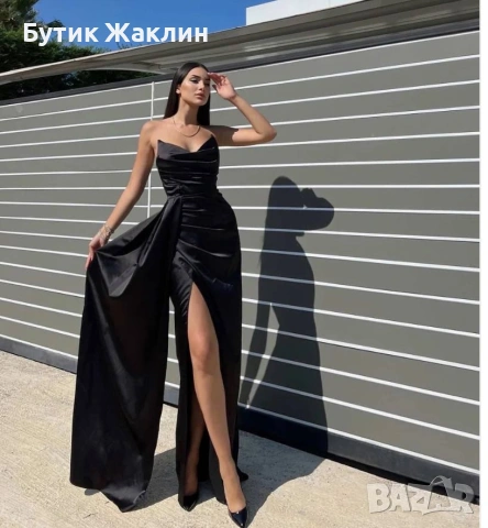 Дамска официална рокля от сатен, снимка 2 - Рокли - 54153552