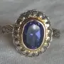 Уникален пръстен със сапфир. Сребро с позлата., снимка 3