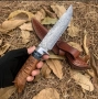 Японски ловен нож MYATO WOOLF DAMASK с кожена кания,LN429, снимка 2