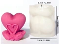 3D 2 лебеда лебеди лебед в сърце силиконов молд форма фондан шоколад гипс свещ декор, снимка 1