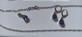 Дамски комплект синджирче, висулка и обеци с лилав кристал, нови, щампа 925, снимка 8
