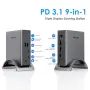 Докинг станция WAVLINK USB-C за 3 монитора, 2 DisplayPort, HDMI, зарядно 140 W, снимка 2