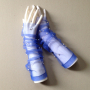 Дамски ръкавици без пръсти от син тюл с бели мъниста- 3009, снимка 2