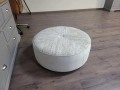 Бежова кръгла табуретка от плат, снимка 2