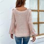 Дамски едноцветен кръстосано оребрен плетен пуловер, 4цвята - 023, снимка 4